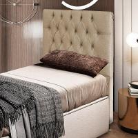 Cabeceira Cama Box Solteiro 90Cm Diamante Linho J02 Bege - 5