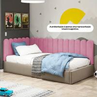 Painel Cabeceira Cama Box Casal King Size Lana 195cm Suede Rosa - Desk Design - 5
