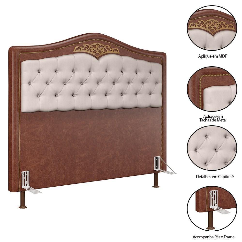 Cabeceira Cama Box Casal Queen 160Cm Imperial J02 Facto Marrom/Bege - 4