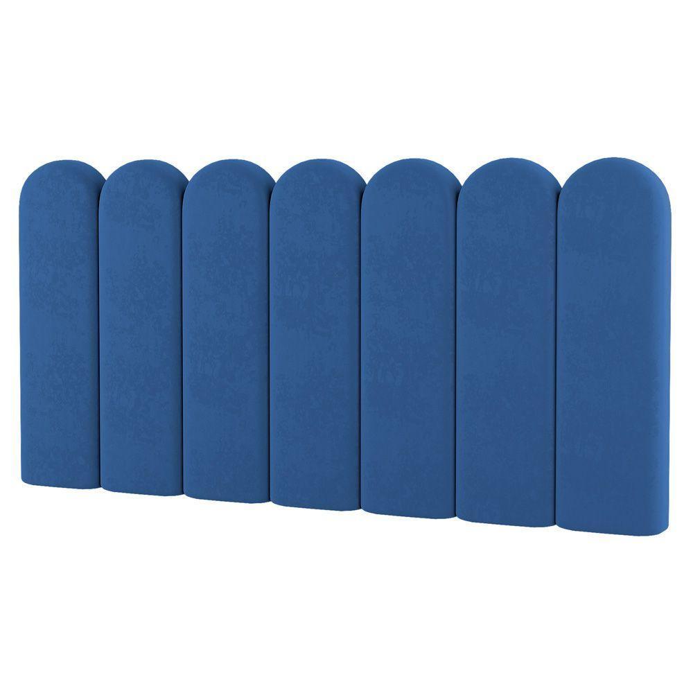 Painel Cabeceira Cama Box Casal King Size Lana 195cm Suede Azul - Desk Design - 8
