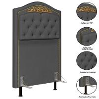 Cabeceira Cama Box Solteiro 90Cm Com Calçadeira Baú Imperial J02 Veludo Cinza - 3