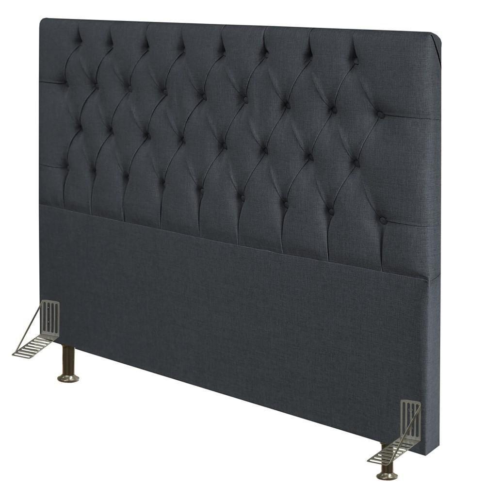 Cabeceira Cama Box Casal 160Cm Diamante Linho J02 Cinza Escuro - 1