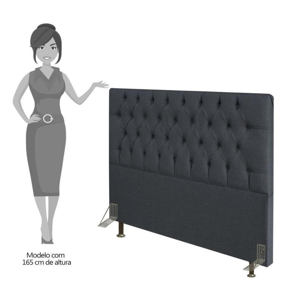 Cabeceira Cama Box Casal 160Cm Diamante Linho J02 Cinza Escuro - 3