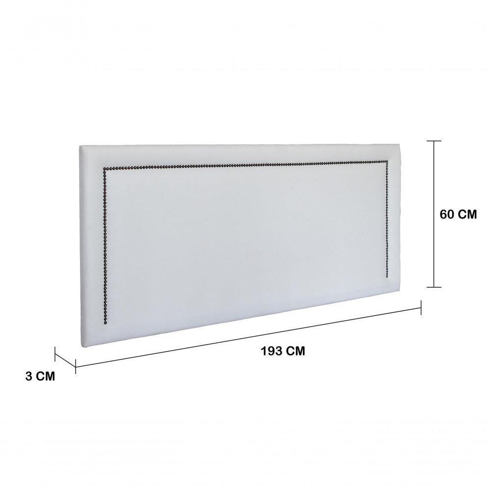 Cabeceira King Reta Luxo 193x60 Courino Branco - Tachas Fumê - 3