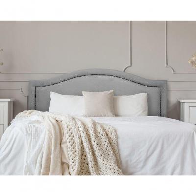 Cabeceira Queen Curva Luxo 160x60 Suede Cinza - Tachas Fumê