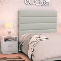 Cabeceira Cama Box Solteiro 90Cm Greta Corano Bege E 1 Mesa De Cabeceira Flex Dm1 Branco - 6
