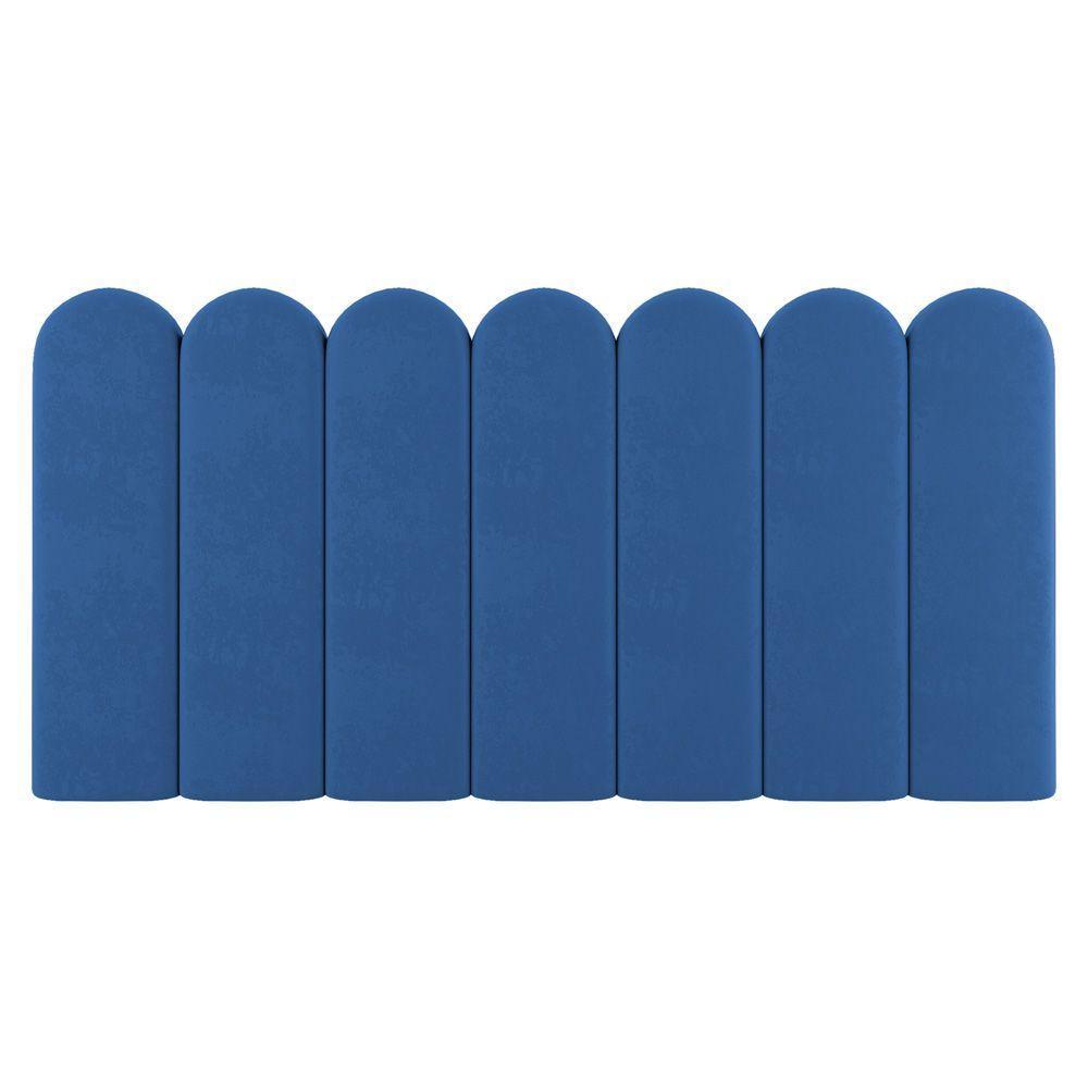 Painel Cabeceira Cama Box Solteiro Lana 100cm Suede Azul - Desk Design - 7