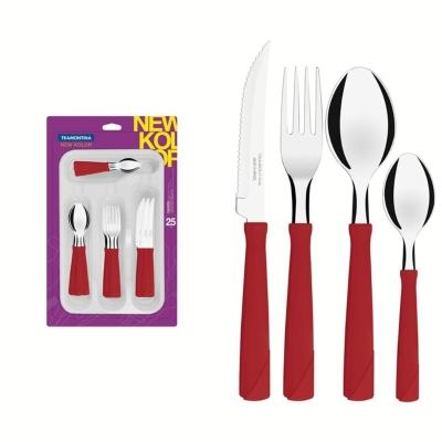 Faqueiro Tramontina New Kolor Inox Vermelho com Gaveteiro 25 Peças