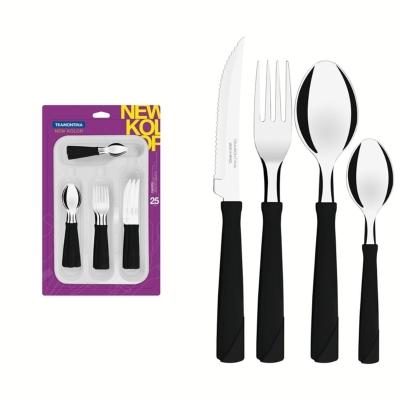 Faqueiro Tramontina New Kolor Inox Preto com Gaveteiro 25 Peças