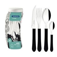 Faqueiro Tramontina Leme Inox Preto 24 Peças com Pote Plástico - 1