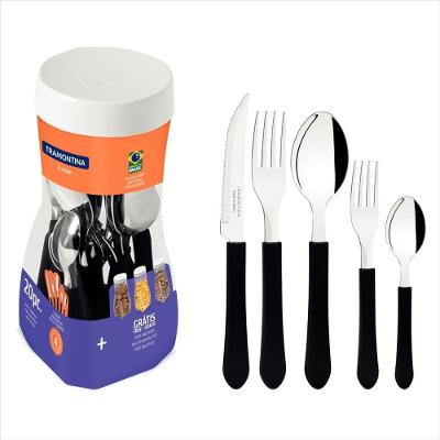 Faqueiro Inox 20 Unidades Leme Preto Tramontina