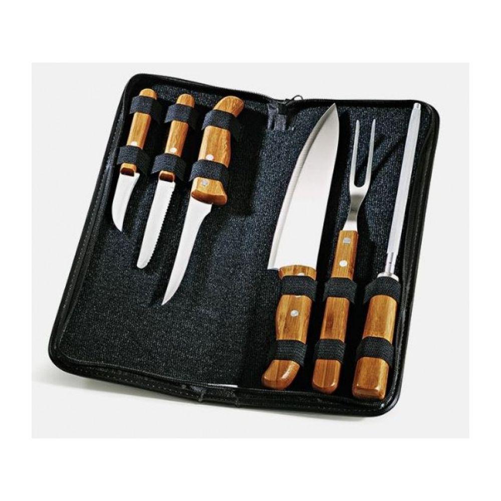 Conjunto de Facas Welf FrankFurt PB00203 Inox e Bambu 7 Peças Estojo com Zíper - 1