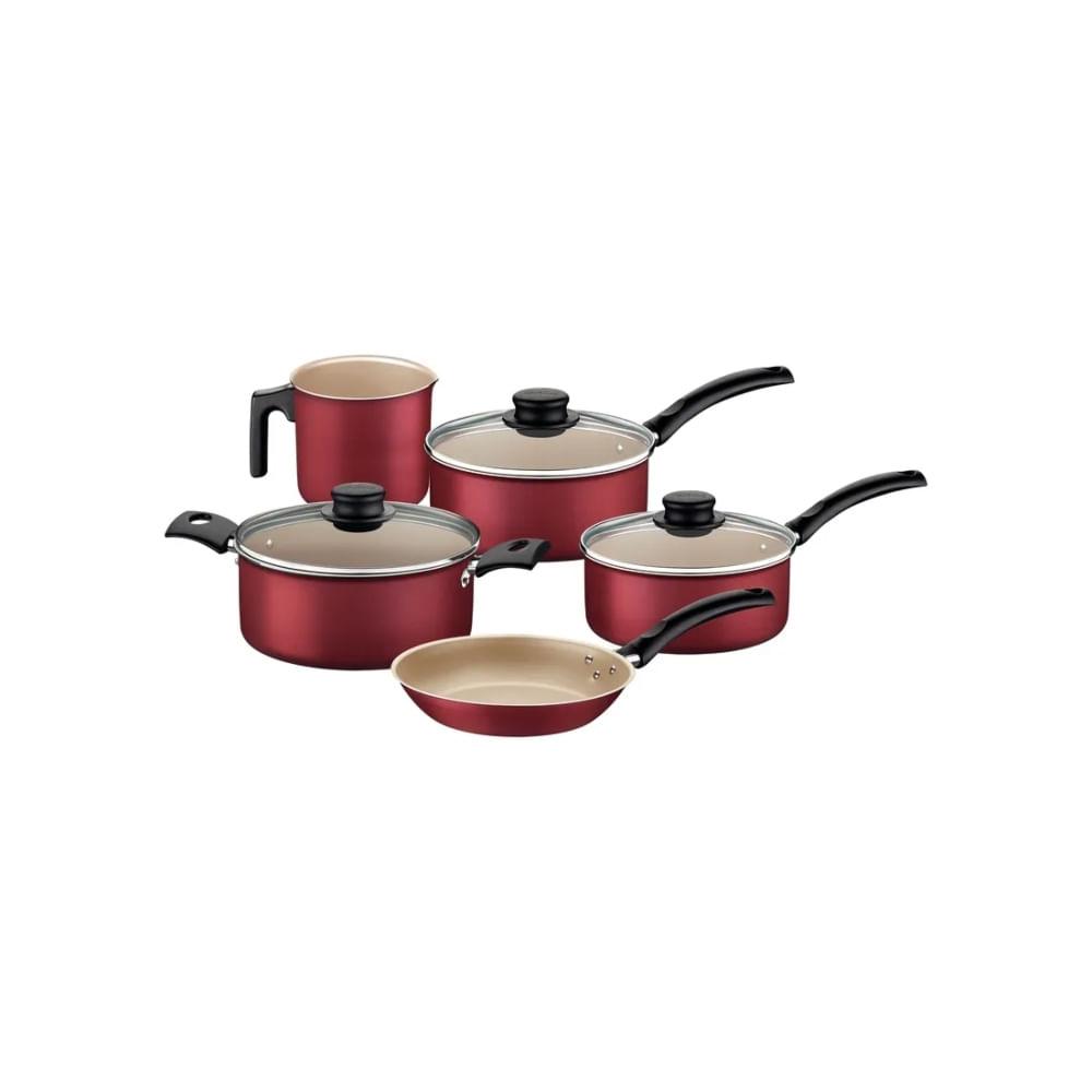 Jogo de Panelas Tramontina Turim Vermelho 5 Peças - 1