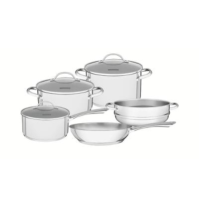 Jogo de Panelas Tramontina Una Inox Tampas de Vidro 5 Peças