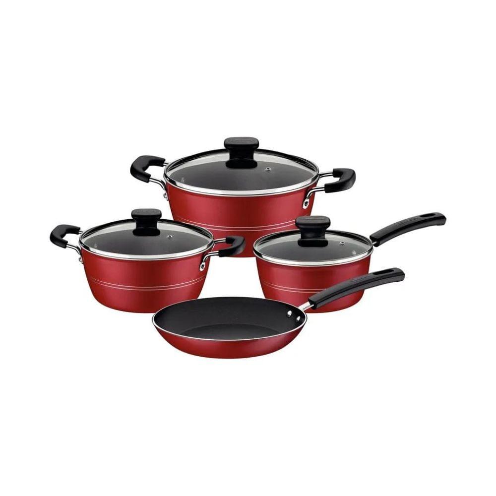 Jogo de Panelas Tramontina Sicília Antiaderente Vermelho 4 Peças - 1