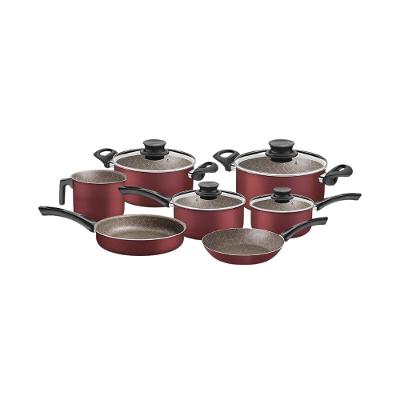 Jogo de Panelas Tramontina Paris Texture Antiaderente Vermelho 7 Peças