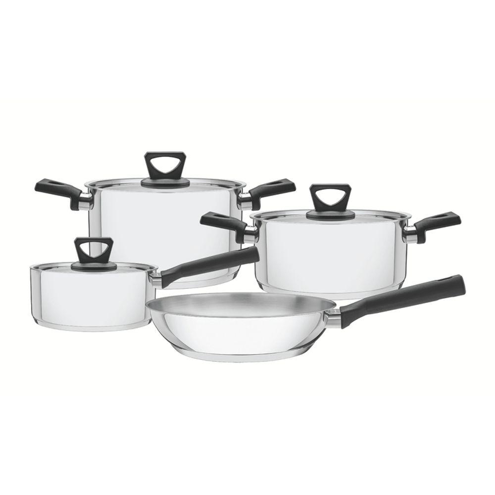 Jogo de Panelas Tramontina Brava Inox Cabos e Alças Baquelite Preto 4 Peças - 1