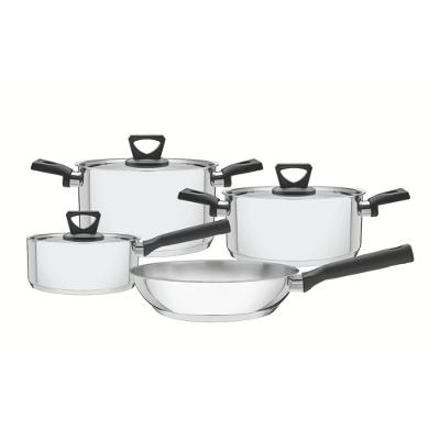 Jogo de Panelas Tramontina Brava Inox Cabos e Alças Baquelite Preto 4 Peças