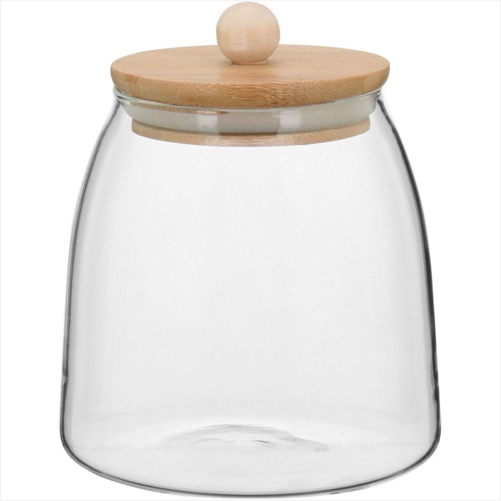 Pote 13x11x11 cm 650ml Borosilicato Transparente Tampa Bambu Table - GS - 1