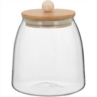 Pote 13x11x11 cm 650ml Borosilicato Transparente Tampa Bambu Table - GS - 1