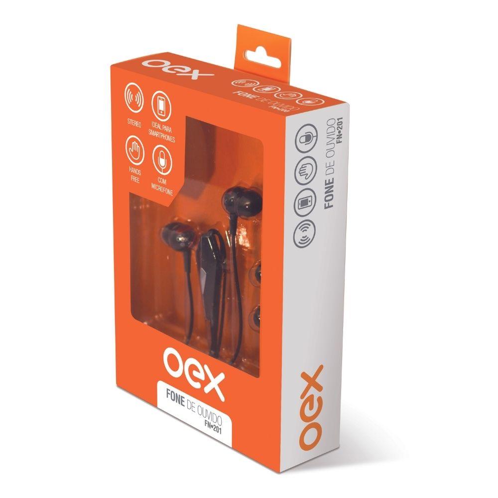 Fone De Ouvido Intra Auricular Com Microfone Oex Fn201 - Preto - 1