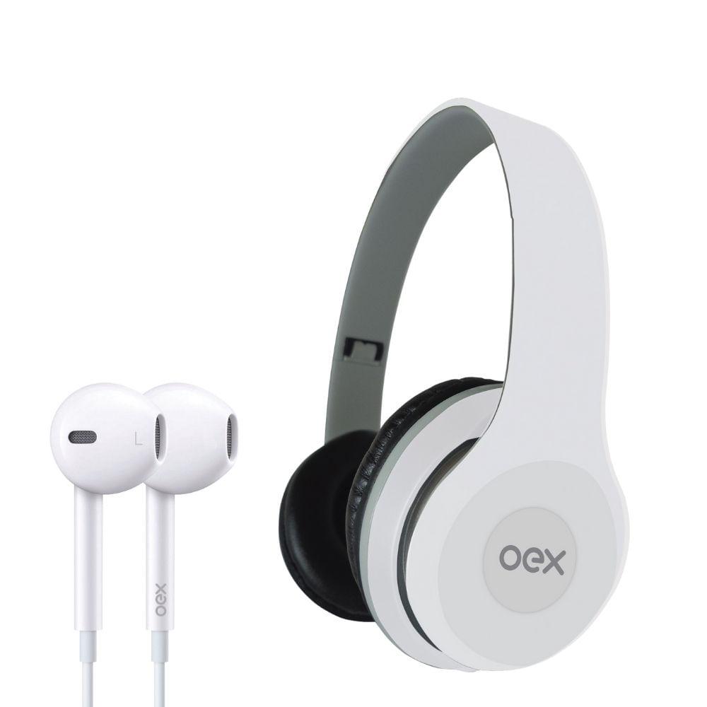 Combo Headset E Fone De Ouvido Com Microfone Oex Twin Hf100 - Branco - 1