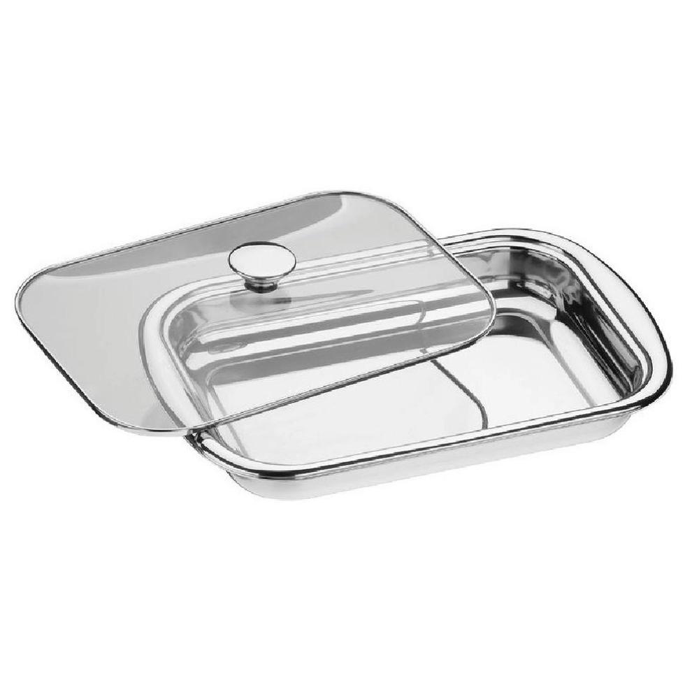 Assadeira Tramontina Cosmos Retangular Inox com Tampa de Vidro 43 cm 4 L - 4