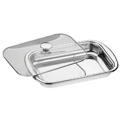 Assadeira Tramontina Cosmos Retangular Inox com Tampa de Vidro 43 cm 4 L