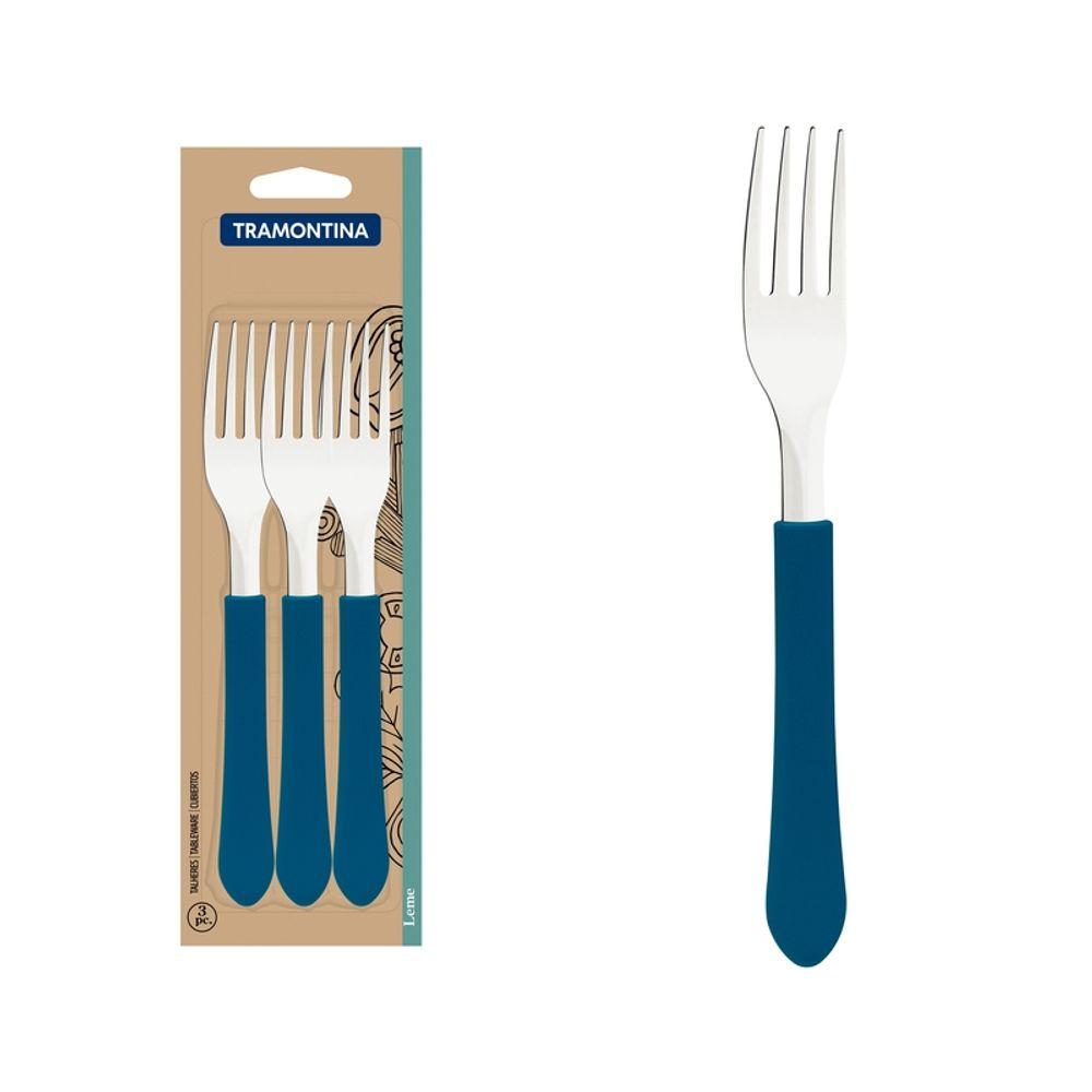 Conjunto Garfos Mesa Inox 3 Peças Leme Azul Tramontina - 1