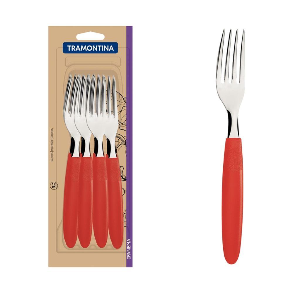 Conjunto Garfo Mesa Inox 12 Peças Ipanema Vermelho Tramontina - 1