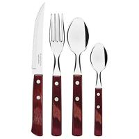 Conjunto de Talheres com Colher Faca e Garfo Inox 24 peças Polywood Tramontina - 2