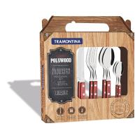 Conjunto de Talheres com Colher Faca e Garfo Inox 24 peças Polywood Tramontina - 3