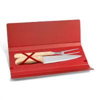 Conjunto De Garfo E Faca Inox / Madeira Com Estojo Vermelho - 3 Pçs Welf - 2