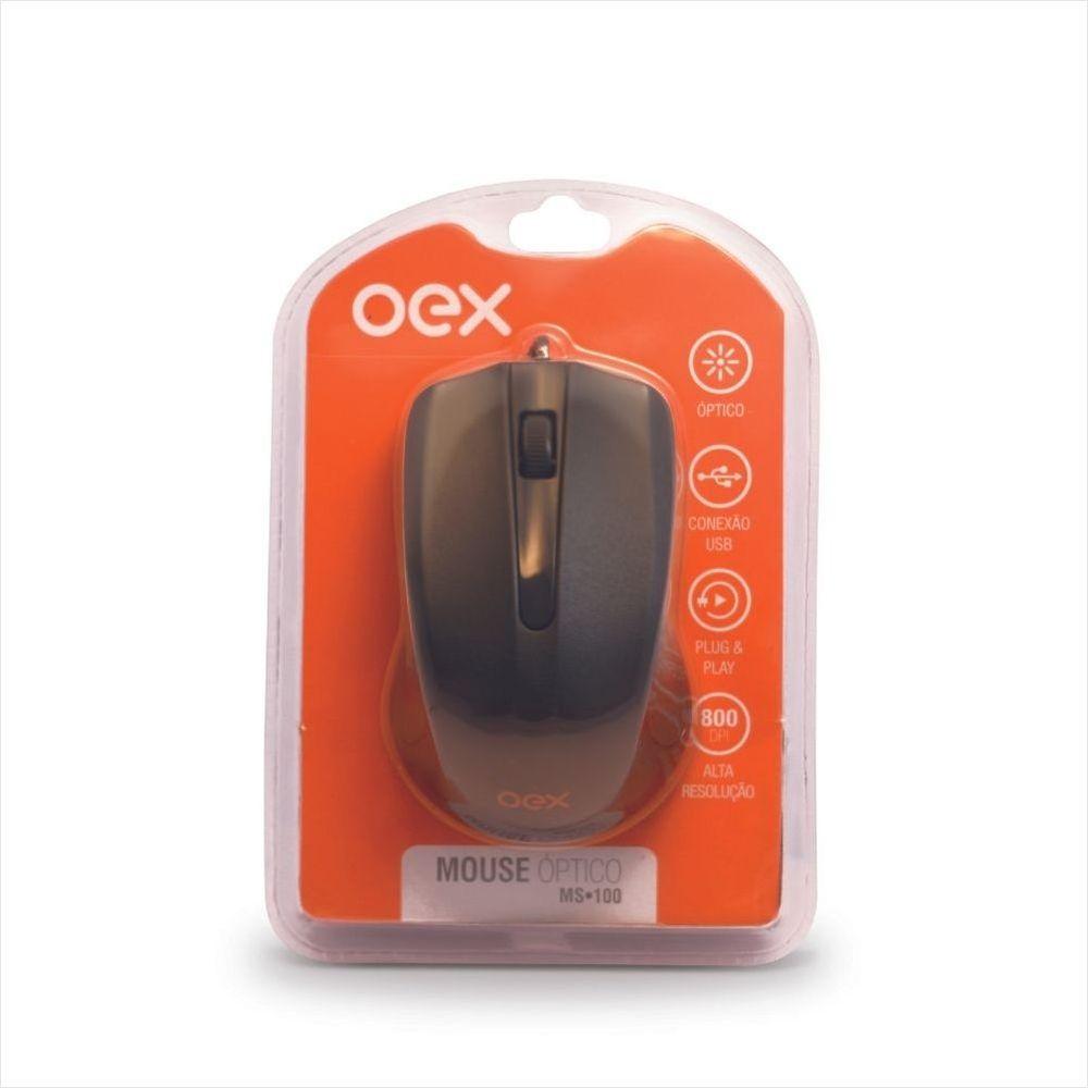 Mouse com Fio 1000 DPI Oex Ms100 - Preto - 1
