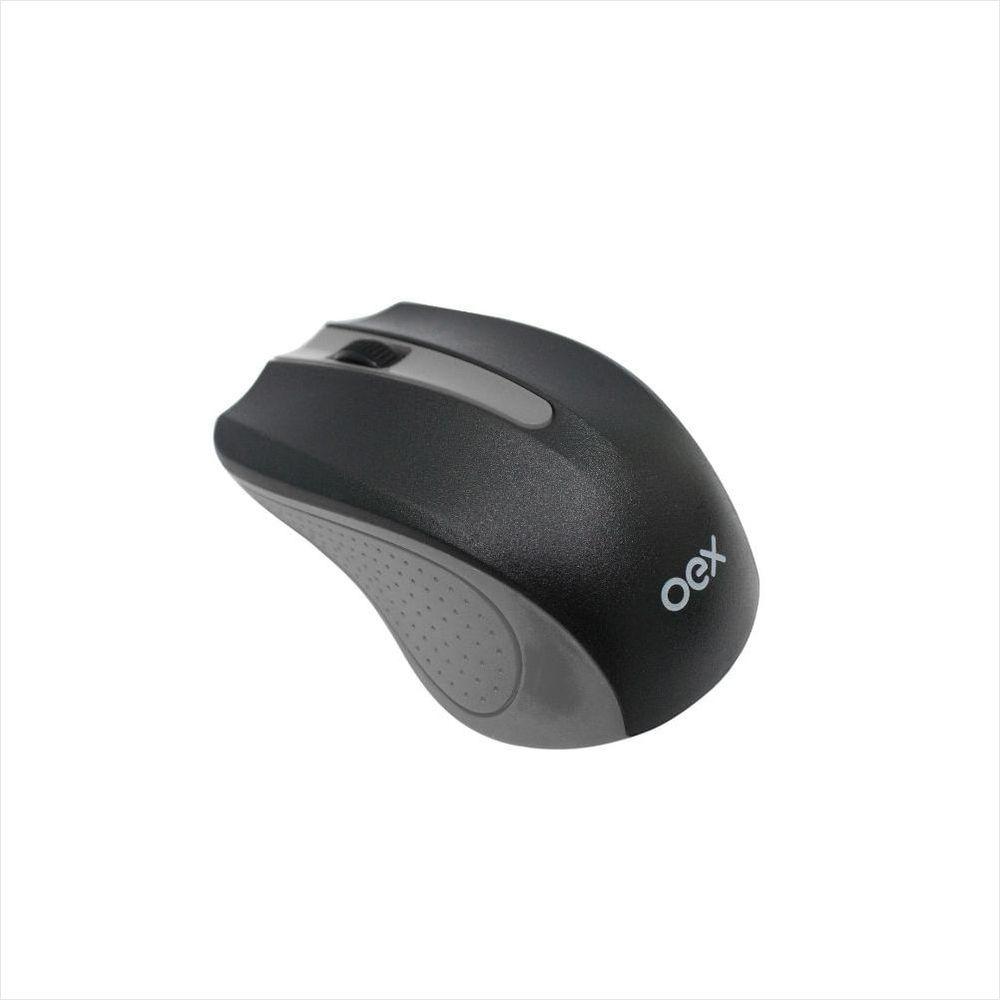 Mouse Wireless 1600 Dpi Oex Stock Ms408 - Preto E Cinza - 1