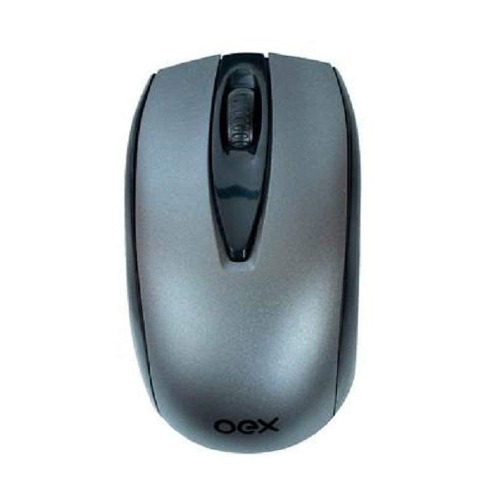 Mouse sem Fio OEX Moby MS407 1000Dpi Preto e Cinza Wireless Receptor USB 2.0 - 1