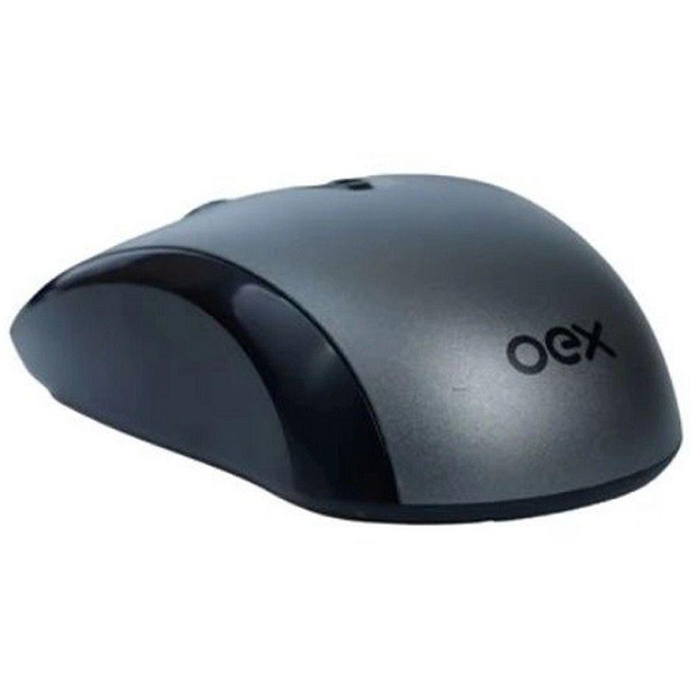 Mouse sem Fio OEX Moby MS407 1000Dpi Preto e Cinza Wireless Receptor USB 2.0 - 2