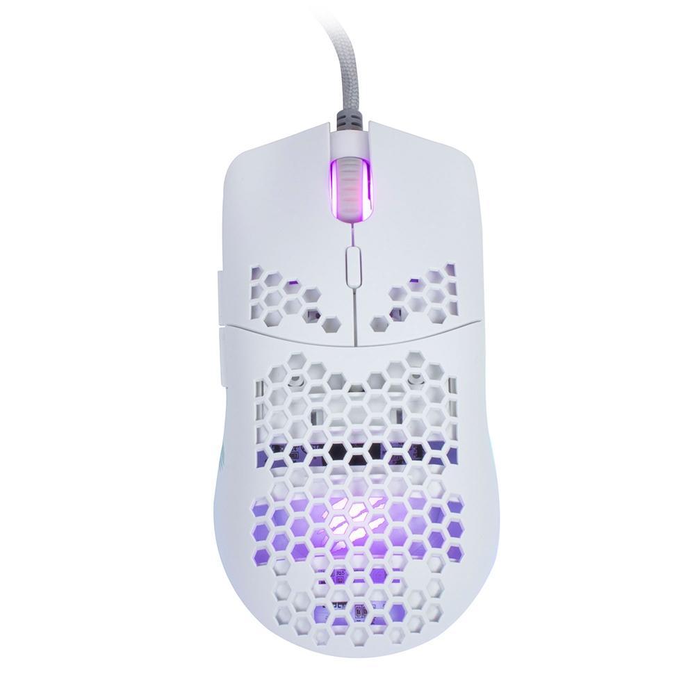 Mouse Gamer Ultra Leve - Dyon-X Ms322S - Rgb - 7 Botoes - 6200 Dpi Branco - 4