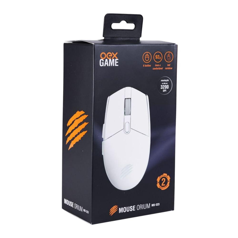 Mouse Gamer Orium Ms323 - 6 Botoes - 3200 Dpi Branco - 3
