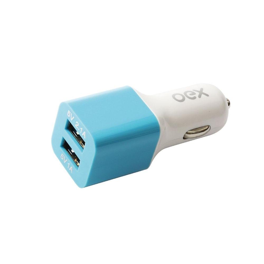Carregador Automotivo Com Duas Entradas Usb Oex Cg101 - Azul - 1