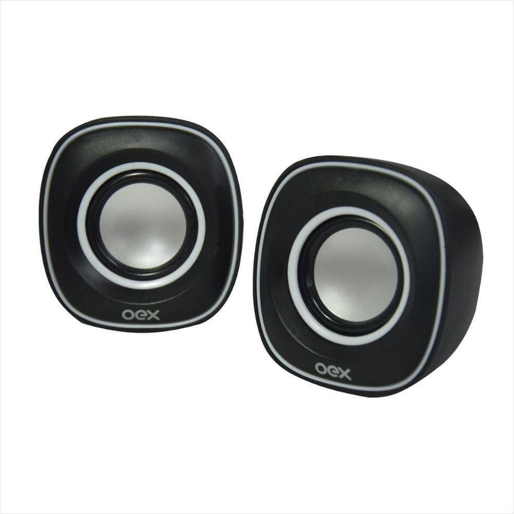 Caixa de Som para PC Oex Round SK100 - Preto e Branco - 1