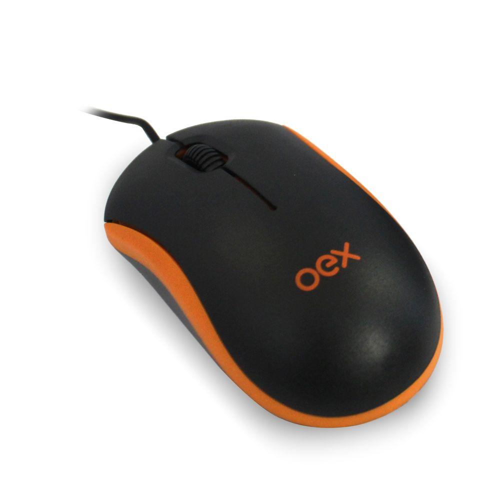 Mouse Mini Com Fio 1000 Dpi Oex Ms103 - Laranja Preto - 1