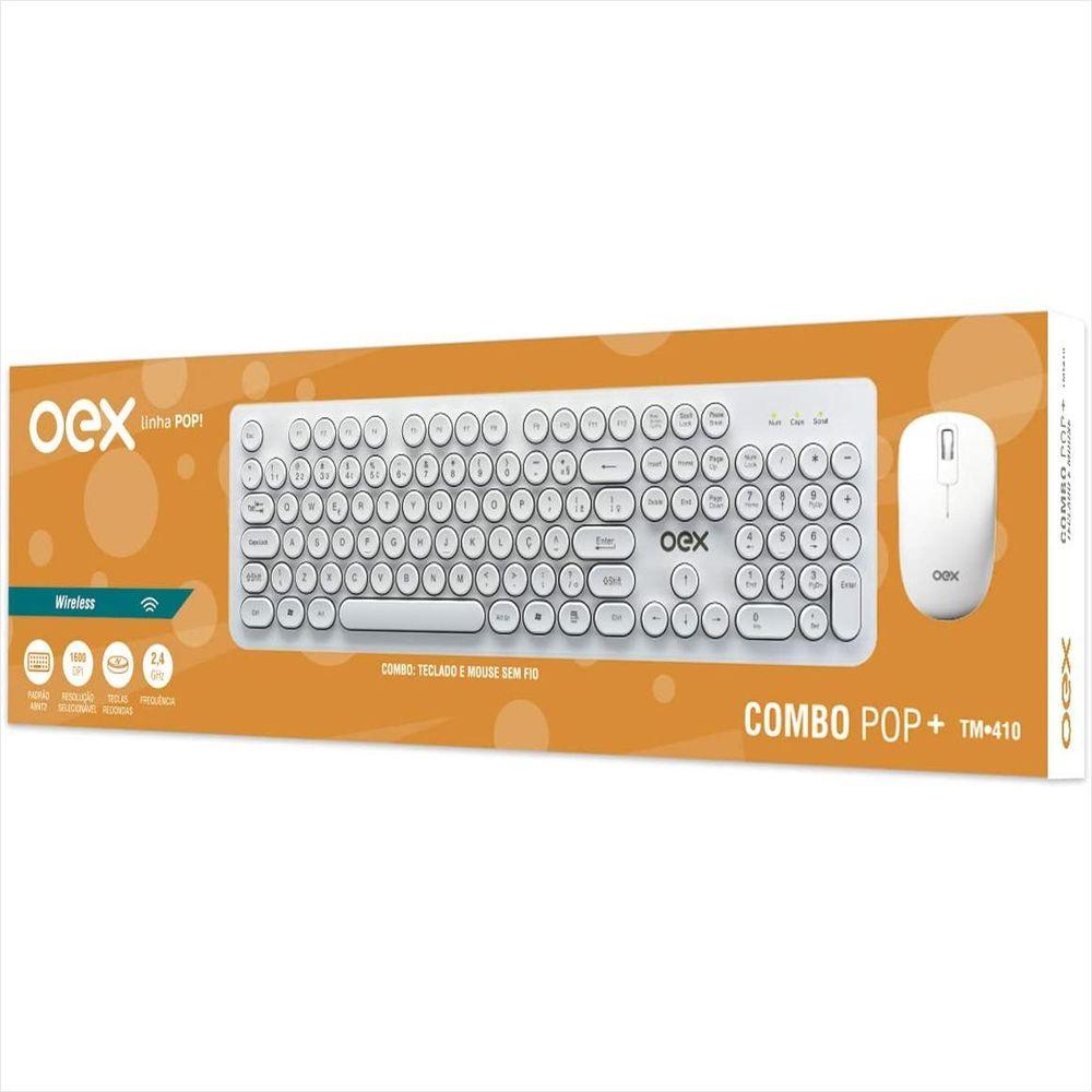Teclado e Mouse Sem Fio OEX Pop Branco - 3