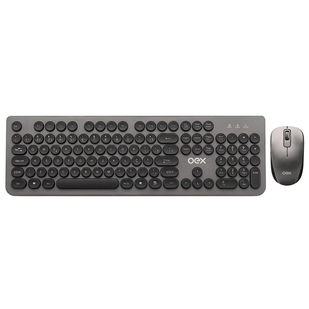 Combo Teclado E Mouse Sem Fio 1600 Dpi OEX Pop + Tm410 - Teclas Redondas - 1