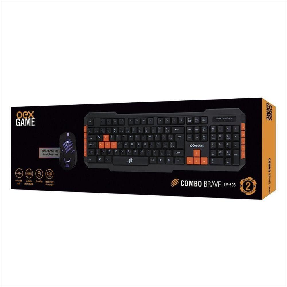 Combo Gamer Teclado e Mouse Brave TM303 - 3.200 DPI Preto - 2
