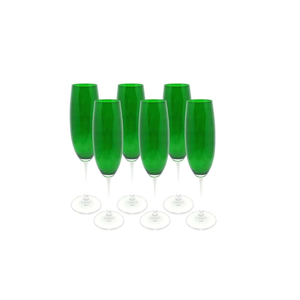 Taça de Cristal para Champanhe Gastro Verde 220 ml 6 Peças Bohemia - 2