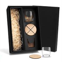 Jogo De Copos De Vidro P/ Whisky 330 Ml Com Porta Copo - 4 Pçs  Welf - 1