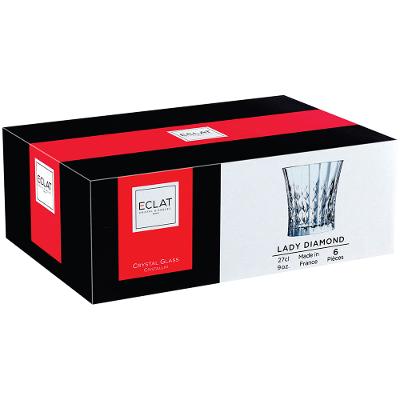 Copo Uísque 6 peças Cristal Transparente 270Ml Lady Diamond 9X9X9Cm