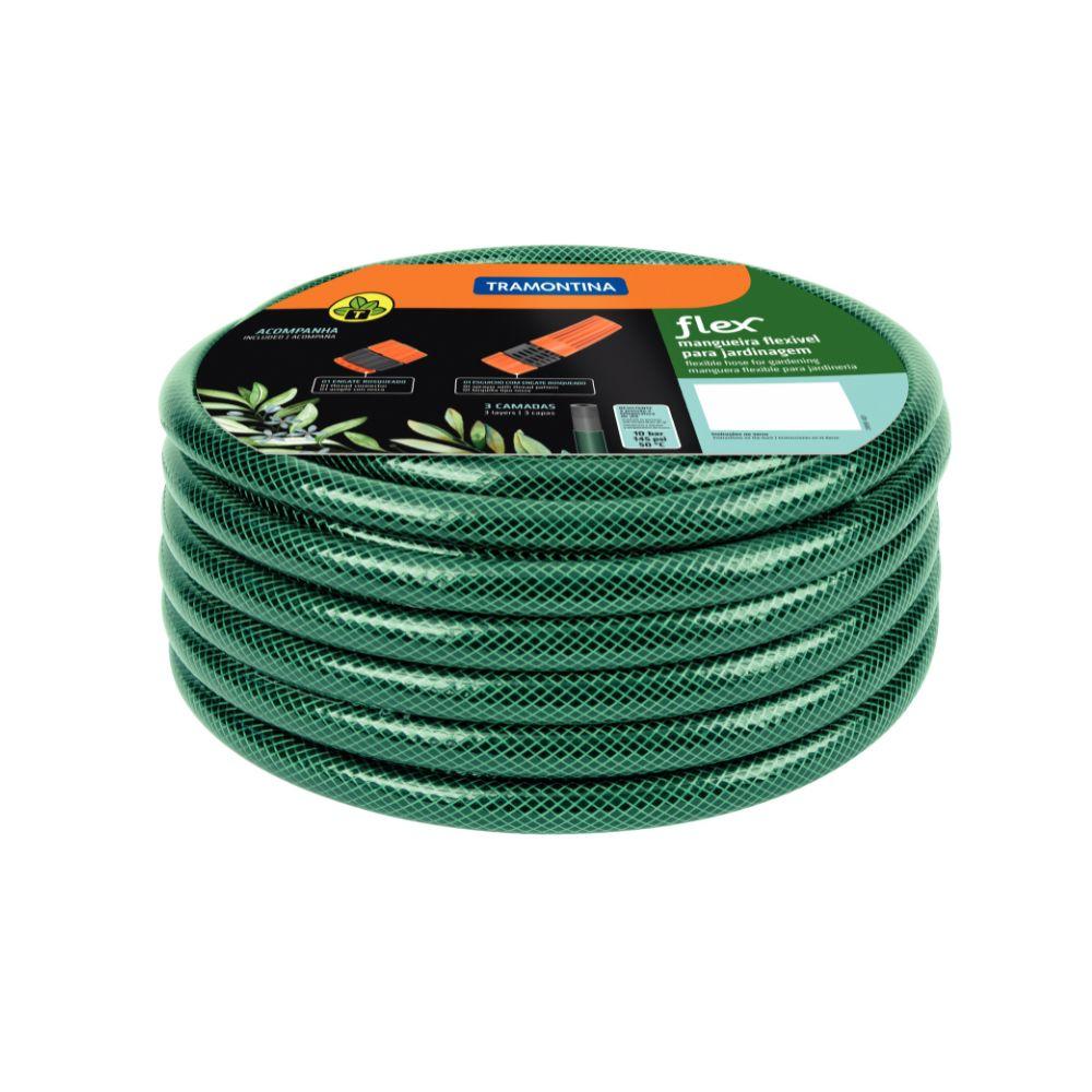 Mangueira Flex Tramontina Verde PVC Engate Rosqueado e Esguicho 10m - 1
