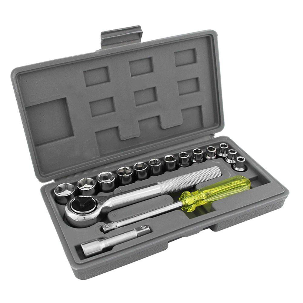 Jogo de Soquete Catraca 1/4 16 Peças Western - 1